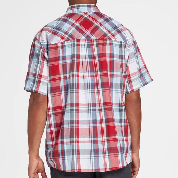 Field & Stream Men's Short Sleeve Button Up Flannel Shirt Size S/M, Red Gray NEW - Picture 2 of 5